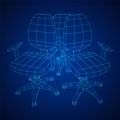 Office chair. Furniture for office Interior. Wireframe low poly mesh vector illustration.