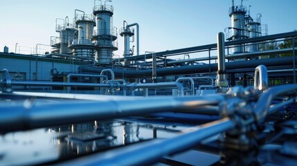 Modern Industrial Plant at Sunrise