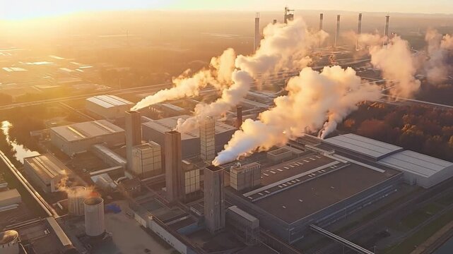Large coal-burning traditional power station with contemporary infrastructure