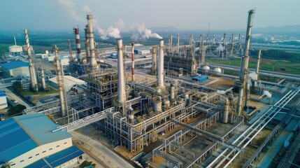 Expansive Industrial Plant with Smoking Chimneys