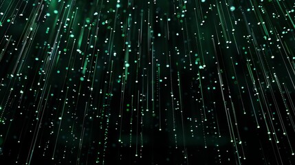 Vibrant bright green light trails create dynamic movement against a dark backdrop