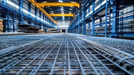 Fototapeta premium Modern Industrial Warehouse Interior with Steel Framework