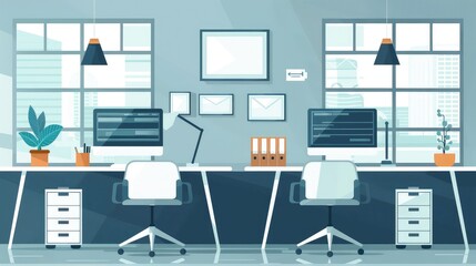 Modern Office with Dual Workstations