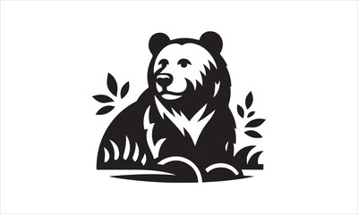 Bear Icon Vector illustration White Background-Bear Icon Vector Files for Cutting, Handmade calligraphy vector illustration, Black and white graphic illustration isolated on white background Hand writ