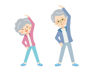 体操をする老夫婦