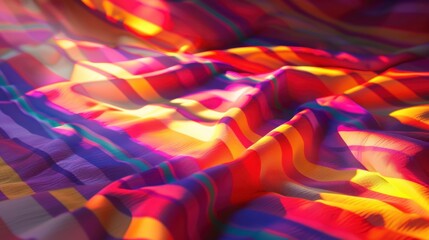 35. Heated Blanket, realistic style, vibrant hues, stripes pattern, medium shot, soft light, light rays,