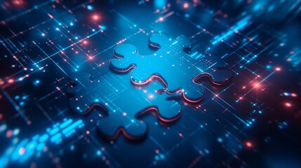 A puzzle piece on a digital background symbolizes the modular and interconnected nature of microservices architecture.