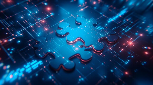 A puzzle piece on a digital background symbolizes the modular and interconnected nature of microservices architecture.
