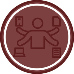 Multitask Vector Line Double Circle Maroon