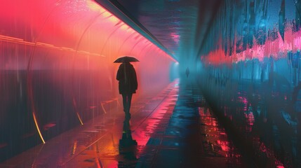 36. Rain Shelter, realistic style, colors full, abstract shapes, high angle, natural light, fog,