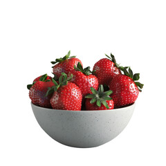 Fresh red strawberries in a bowl on a transparent background