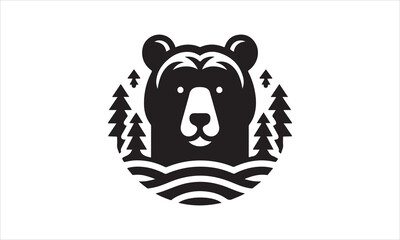 Bear Icon Vector illustration White Background-Bear Icon Vector Files for Cutting, Handmade calligraphy vector illustration, Black and white graphic illustration isolated on white background Hand writ