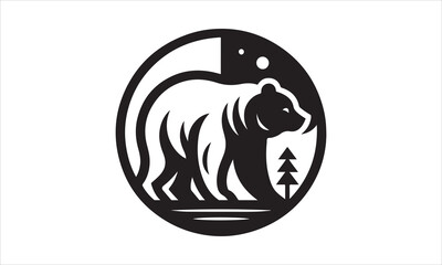 Bear Icon Vector illustration White Background-Bear Icon Vector Files for Cutting, Handmade calligraphy vector illustration, Black and white graphic illustration isolated on white background Hand writ