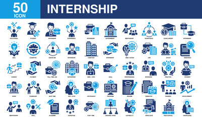 Internship icon collection set. Simple color fill vector.