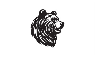 Bear Icon Vector illustration White Background-Bear Icon Vector Files for Cutting, Handmade calligraphy vector illustration, Black and white graphic illustration isolated on white background Hand writ