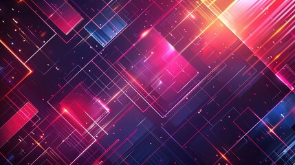 Neon Geometric Abstract Digital Art