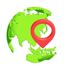 Geo mark pointer on planet earth. Navigation concept