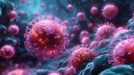 Fototapeta premium Pink and blue virus cells