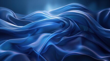 Obraz premium Blue Silk Waves: An abstract close-up of luxurious, flowing blue silk fabric, illuminated with a subtle glow, perfect for backgrounds and textures. 