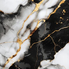 Elegant black and white marble with gold veins