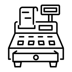 A linear style icon of cash register machine 