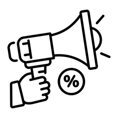 A line style icon of sale announcement