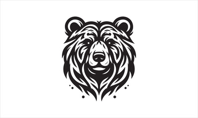 Bear Icon Vector illustration White Background-Bear Icon Vector Files for Cutting, Handmade calligraphy vector illustration, Black and white graphic illustration isolated on white background Hand wri