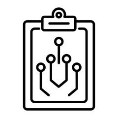 A linear style icon of digital clipboard