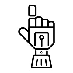 An outline style icon of artificial hand 