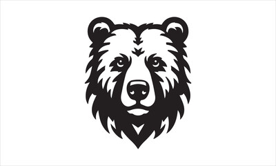 Bear Icon Vector illustration White Background-Bear Icon Vector Files for Cutting, Handmade calligraphy vector illustration, Black and white graphic illustration isolated on white background Hand wri