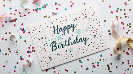 birthday card with "Happy Birthday" written in stylish lettering close up