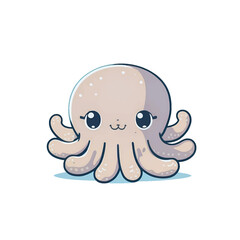 Obraz premium Cute octopus kawaii cartoon character on white background, vector illustration