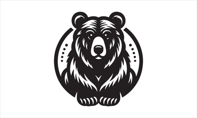 Bear Icon Vector illustration White Background-Bear Icon Vector Files for Cutting, Handmade calligraphy vector illustration, Black and white graphic illustration isolated on white background Hand wri