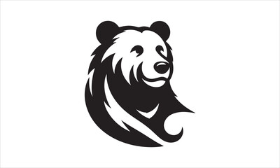 Bear Icon Vector illustration White Background-Bear Icon Vector Files for Cutting, Handmade calligraphy vector illustration, Black and white graphic illustration isolated on white background Hand wri