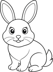 cute coloring book with bunny on white 