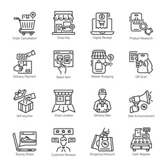 Set of Linear Style Shopping Icons

