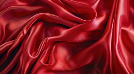 Fototapeta premium Red Satin Fabric Close-Up