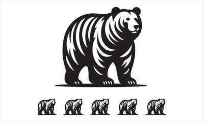 Bear Icon Vector illustration White Background-Bear Icon Vector Files for Cutting, Handmade calligraphy vector illustration, Black and white graphic illustration isolated on white background Hand wri