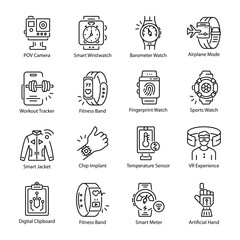 Fototapeta premium Collection of Smartwatches Line Style Icons