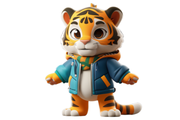 3d tiger on transaparent png file