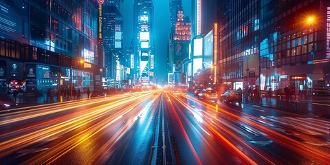 Fototapeta premium Mesmerizing Night Cityscape with Light Trails
