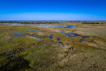 Okavango Delta, This delta in north-west Botswana comprises permanent marshlands and seasonally...