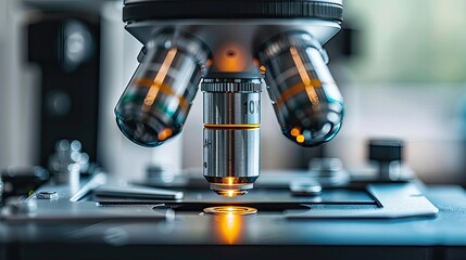 A microscope is focused on a small object