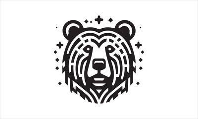 Bear Icon Vector illustration White Background-Bear Icon Vector Files for Cutting, Handmade calligraphy vector illustration, Black and white graphic illustration isolated on white background Hand writ