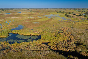 Okavango Delta, This delta in north-west Botswana comprises permanent marshlands and seasonally flooded plains. It is one of the very few major interior delta systems that do not flow into a sea.