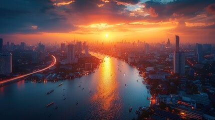 Sunset over Bangkok Skyline