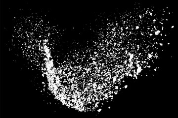 Snow effects. Water splash on black background. Snowflake overlay effect. White spray texture. Abstract explosion. Vector illustration, EPS 10.	
