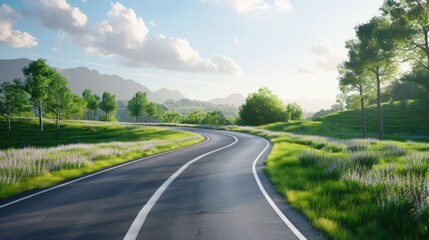 Fototapeta premium Empty Road in a Field