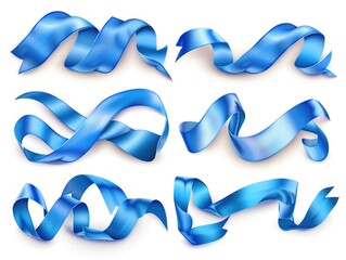 Blue Ribbons on White Background