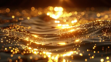 Obraz premium The image is of a body of water with a lot of glitter in it